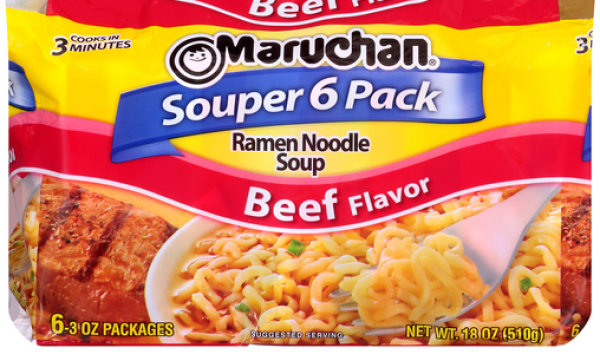 USA Maruchan Ramen Noodles 'Beef Flavor' Souper 6 Pack = 510 gr